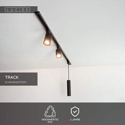 Lucide TRACK Endkappe - 1-Phasen Stromschiene / Schienensystem - 2er-Set - Schwarz (Verlängerung)